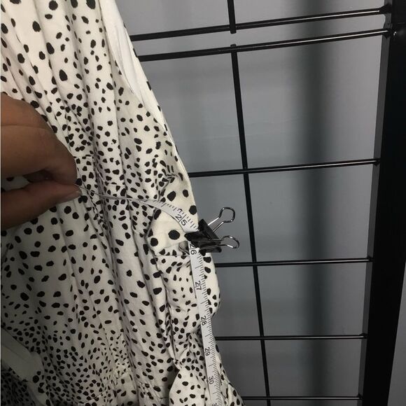Lane Bryant plus size white and black polka dot faux wrap top dress EUC - Picture 5 of 8